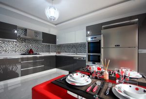 Gray Metal Kitchen Cabinets 300x204 